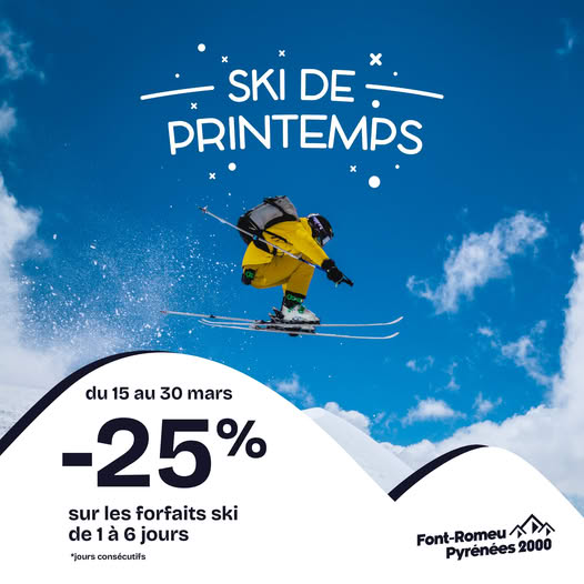 Ski de printemps -25% à Bolquère Pyrénées 2000 La Parenthèse